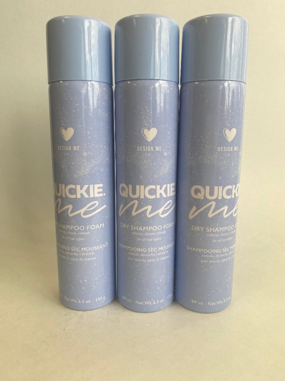 Design.Me Quicke.Me Dry Shampoo, Foam 5.3 oz Set of 3